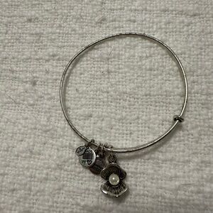 Alex and Ani clam shell with pearl charm bracelet